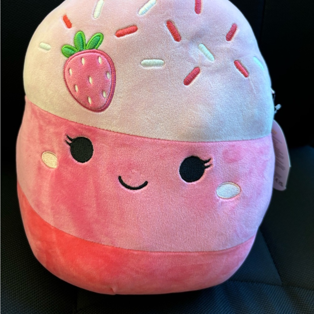 Pink Strawberry Cake Pop Squishmallow (size 11 inches)